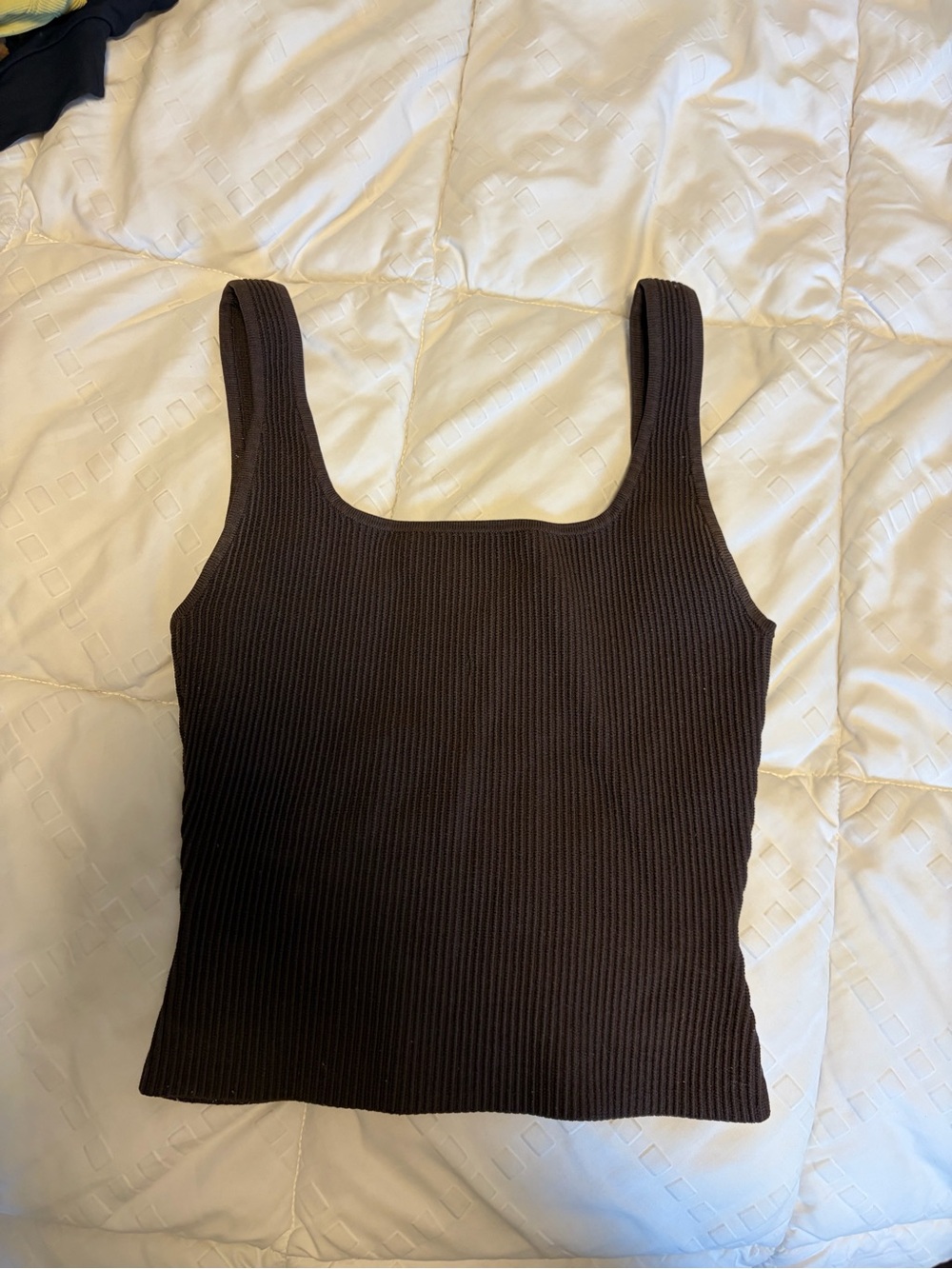 Babaton Ribbed Square-Neck Tank Top - Brown